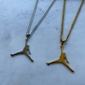 Jordan Jumpman Necklaces Bundle - Gold & Silver Plated - 3mm Cuban - 20" Chain